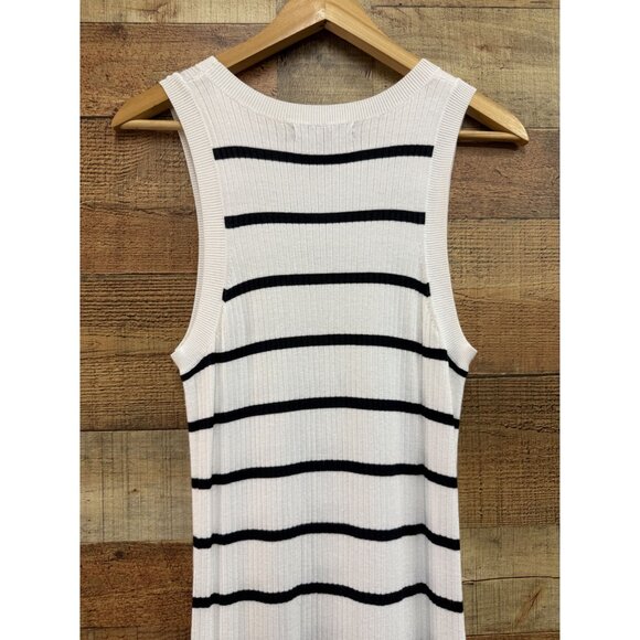 Banana Republic Knit Stripe Dress White Side Slit Midi Dress Medium - Picture 8 of 9